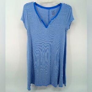 Juniors SO Preppy Striped Swing Dress Rayon Spandex V-Neck S Blue White